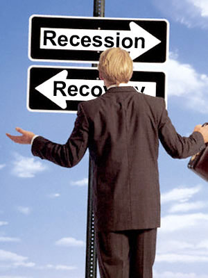 Recession and Recovery Road Signs