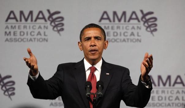 Barack Obama Speaks to AMA on 6/15/09 - UPI Photo/Brian Kersey