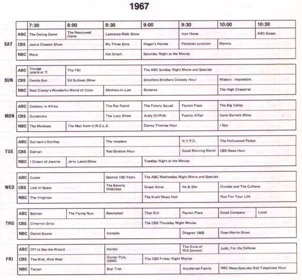 1967 TV Schedule