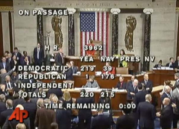 Screen Grab of House Floor Vote for Health Care Reform on 11/7/09 - Associated Press
