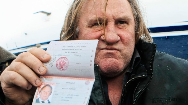 Gérard Depardieu with his Russian Passport